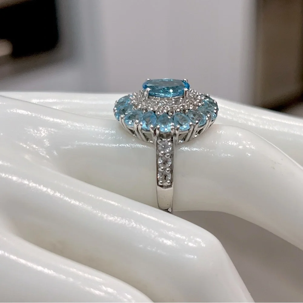 Marambaia Topaz and White Topaz Sterling Silver Cocktail Statement Ring Sz 8